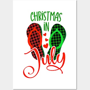 Christmas in July Flip Flops Funny Beach Summer Posters and Art